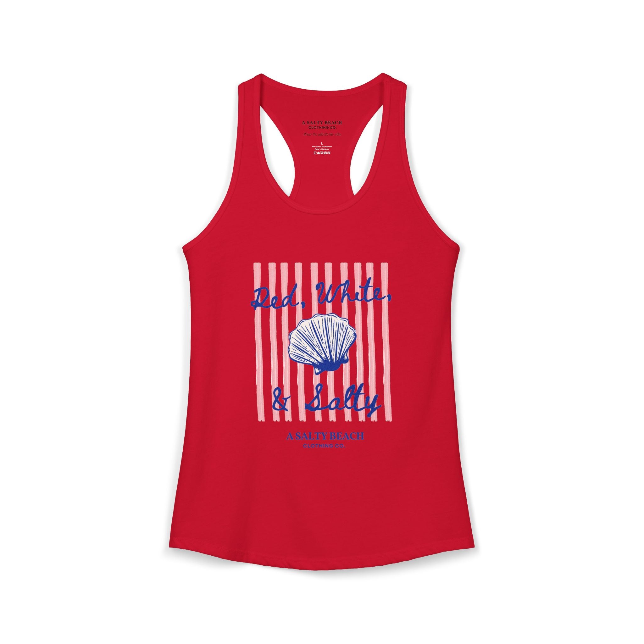 Red, White, & Salty Seashell Racerback Tank