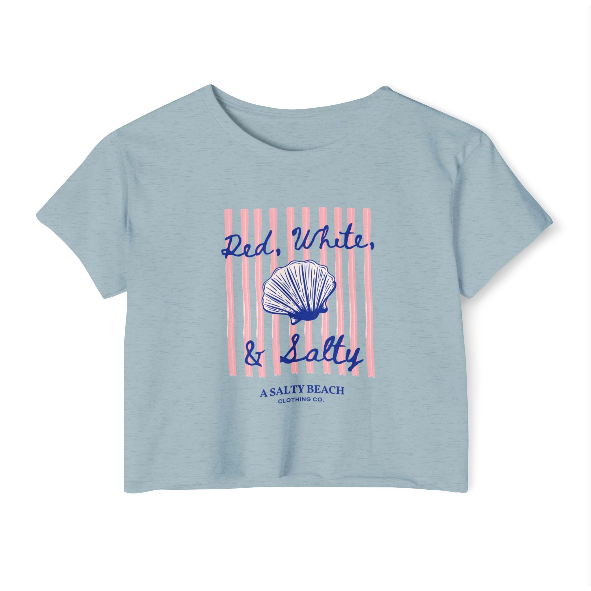 Red, White, & Salty Seashell Crop Tee