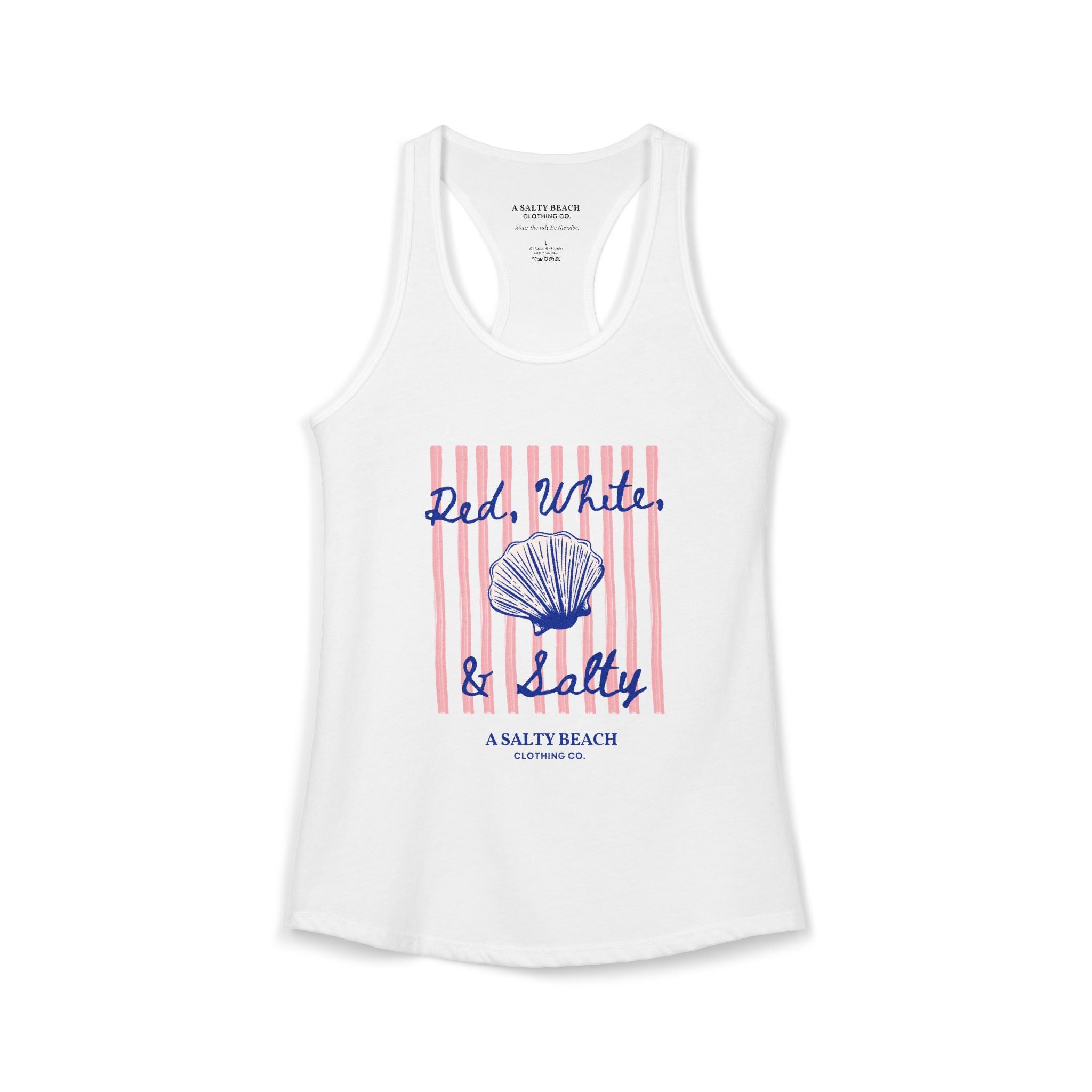 Red, White, & Salty Seashell Racerback Tank
