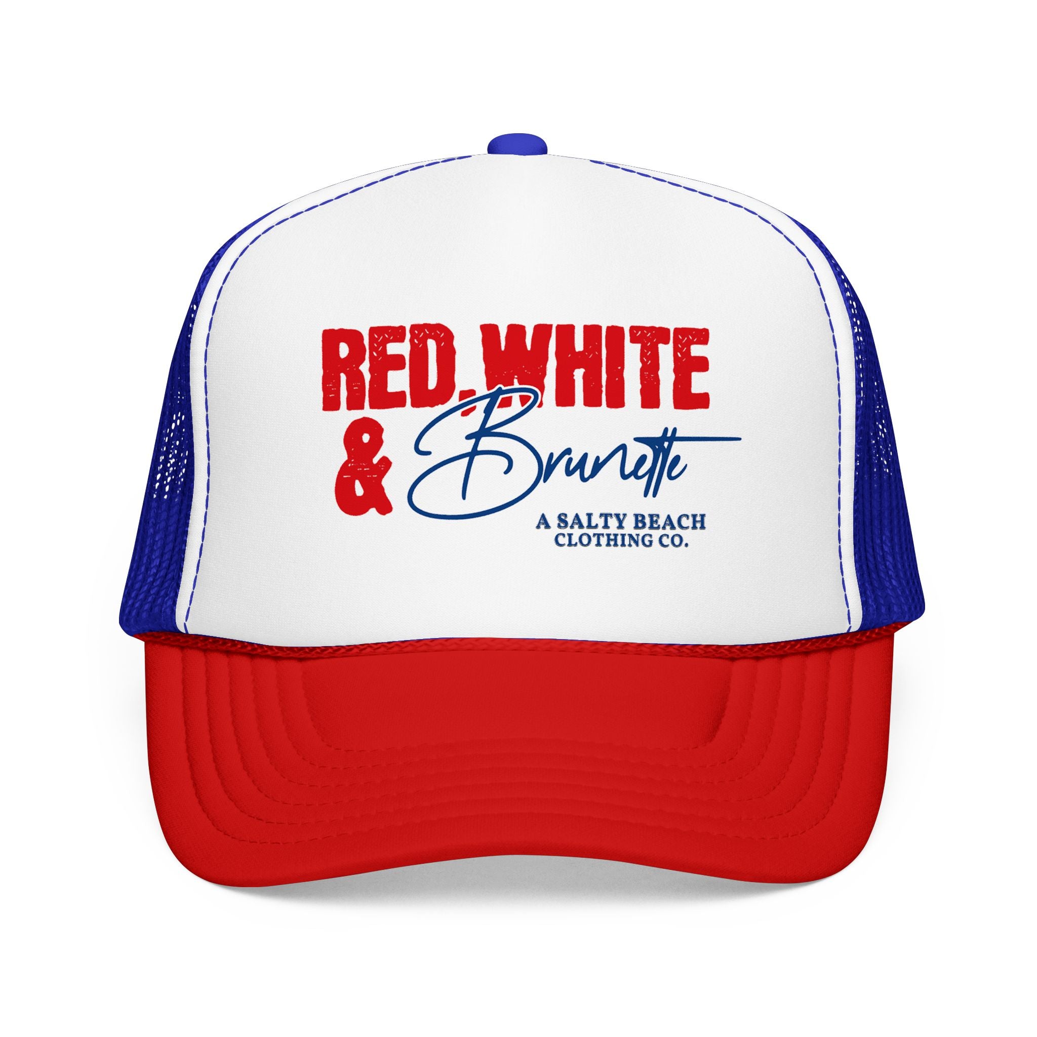 Red, White, & Brunette Trucker Hat