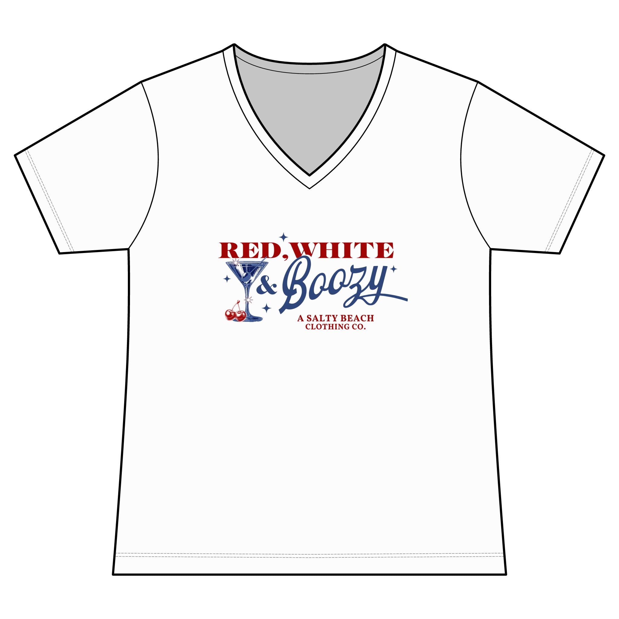Red, White, & Boozy V-Neck Tee