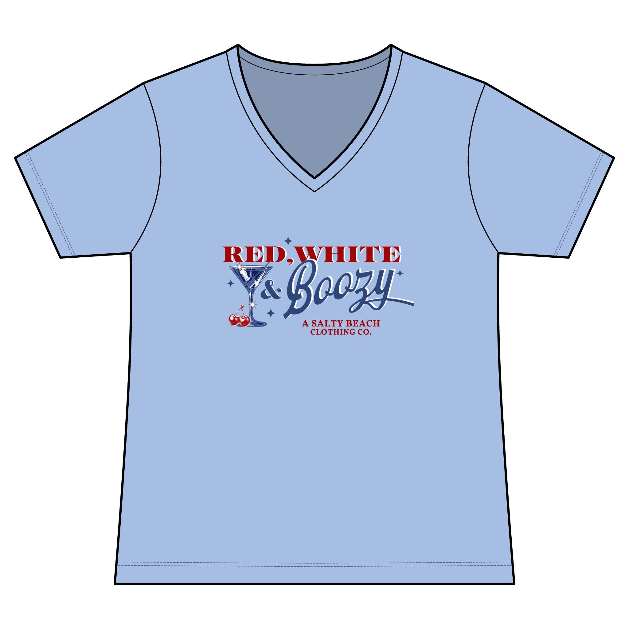 Red, White, & Boozy V-Neck Tee