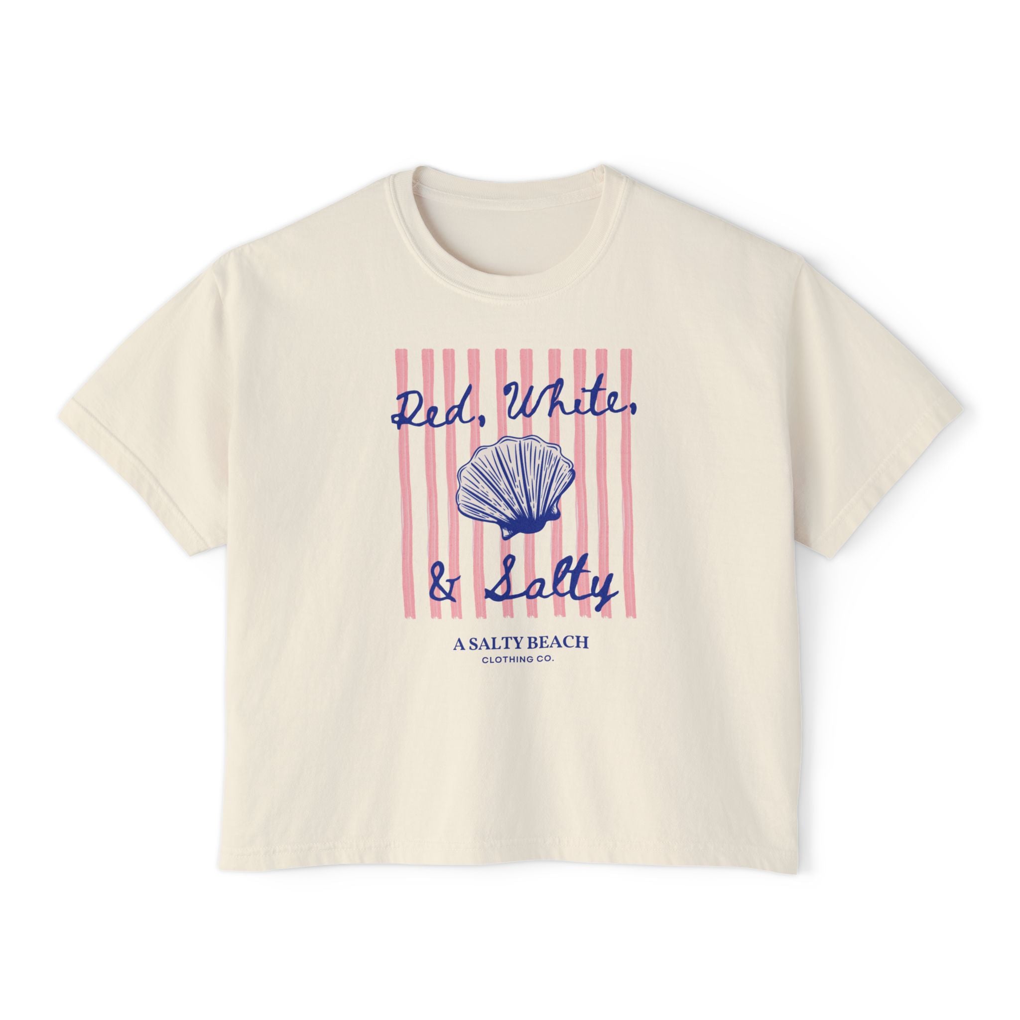 Red, White, & Salty Seashell Boxy Tee