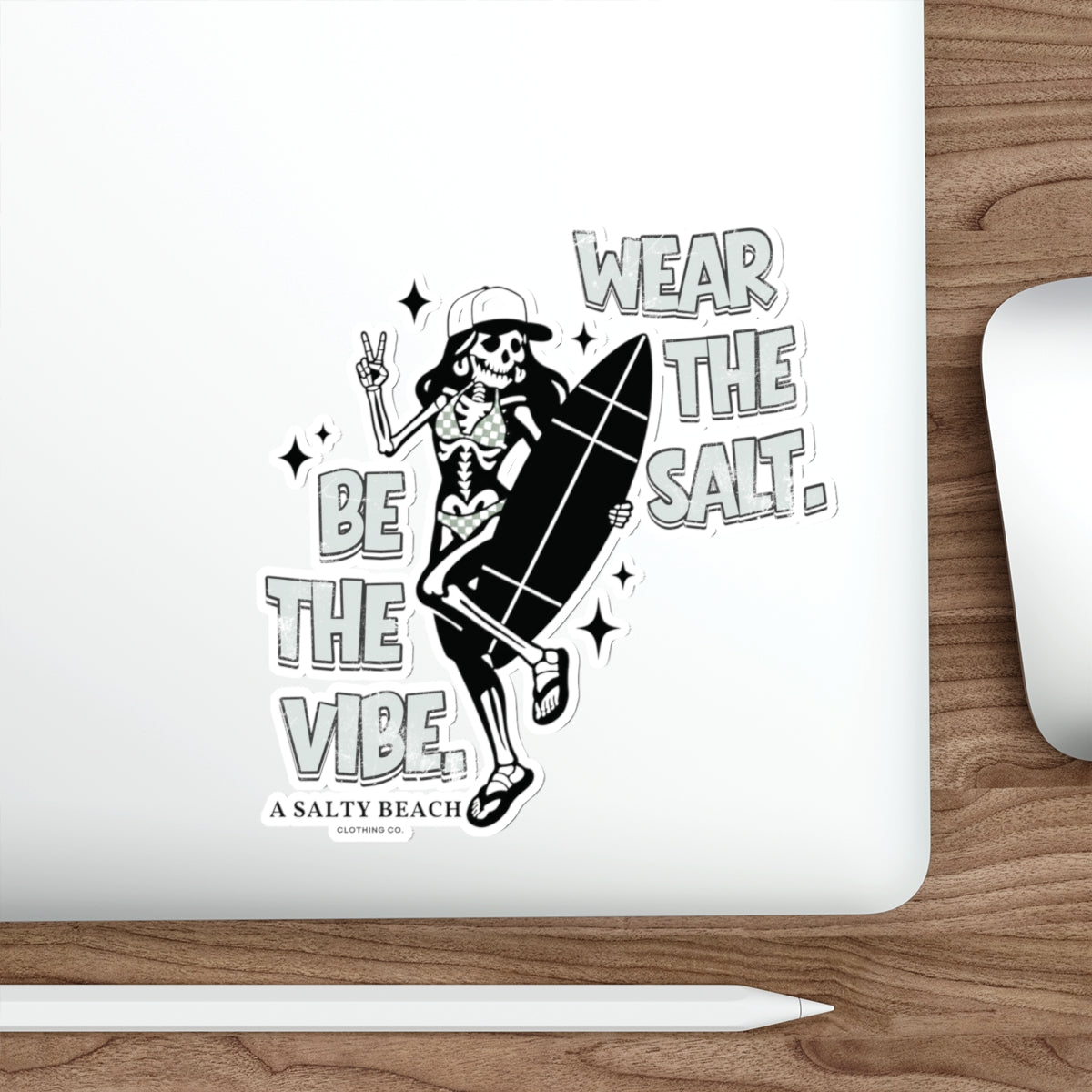 Be the Vibe. Wear the Salt. A Salty Beach Clothing Co. Logo Sticker