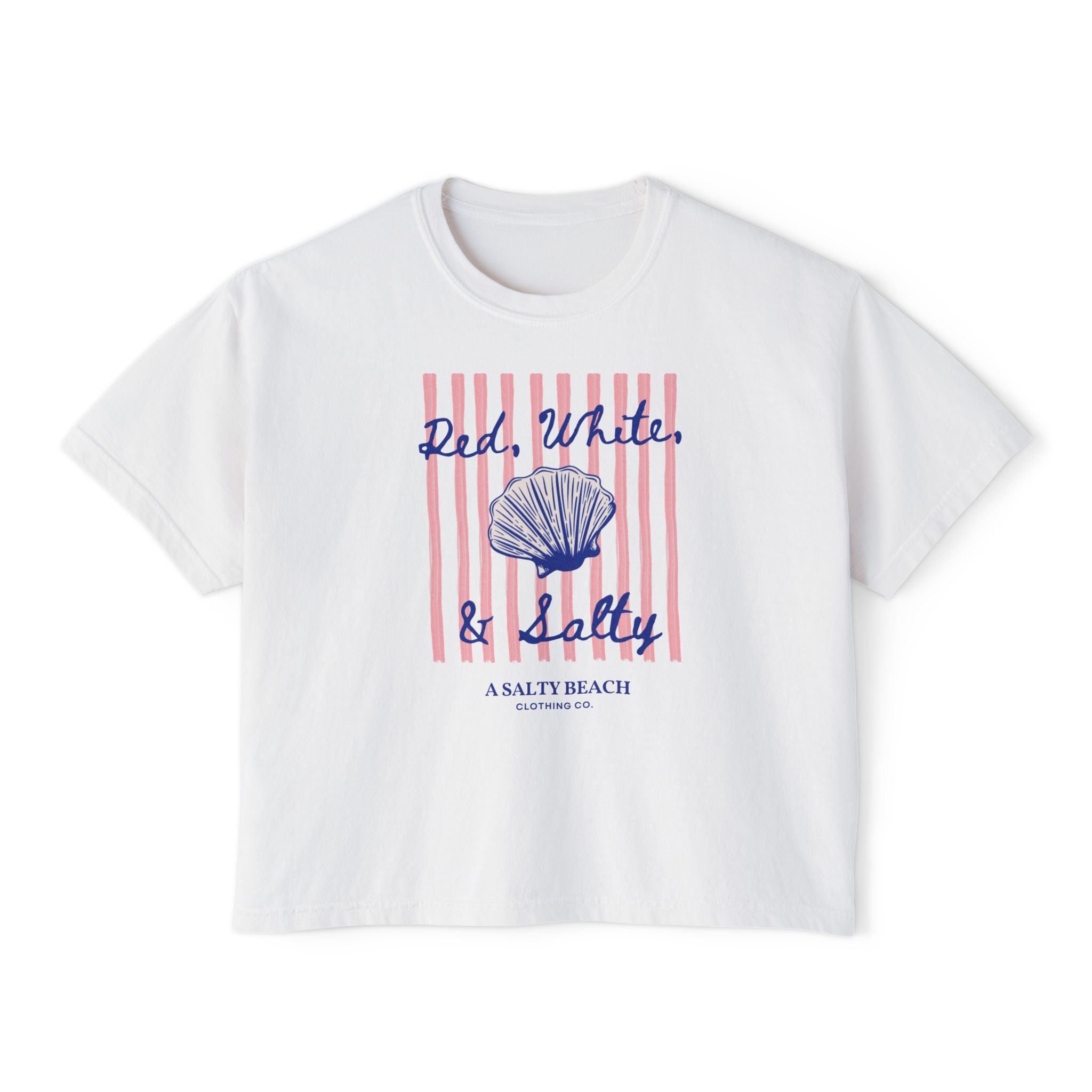 Red, White, & Salty Seashell Boxy Tee
