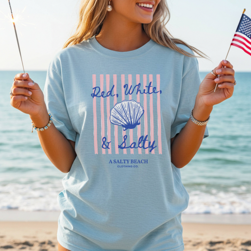 Red, White, & Salty Seashell Tee
