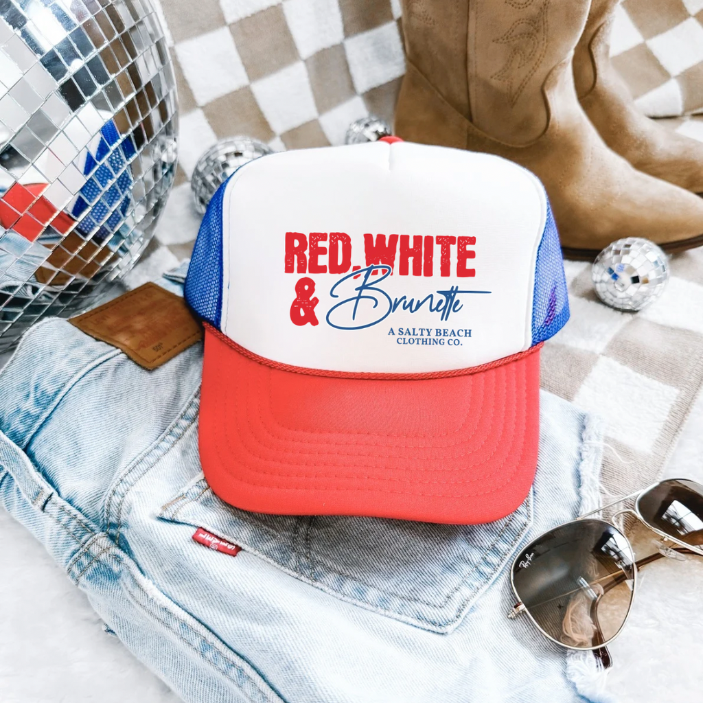Red, White, & Brunette Trucker Hat