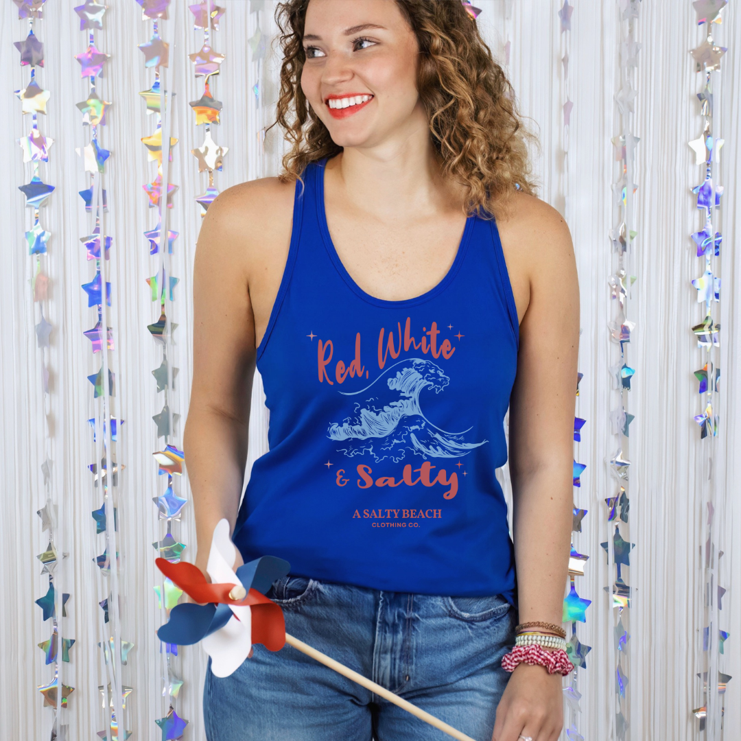 Red, White, & Salty Wave Racerback Tank