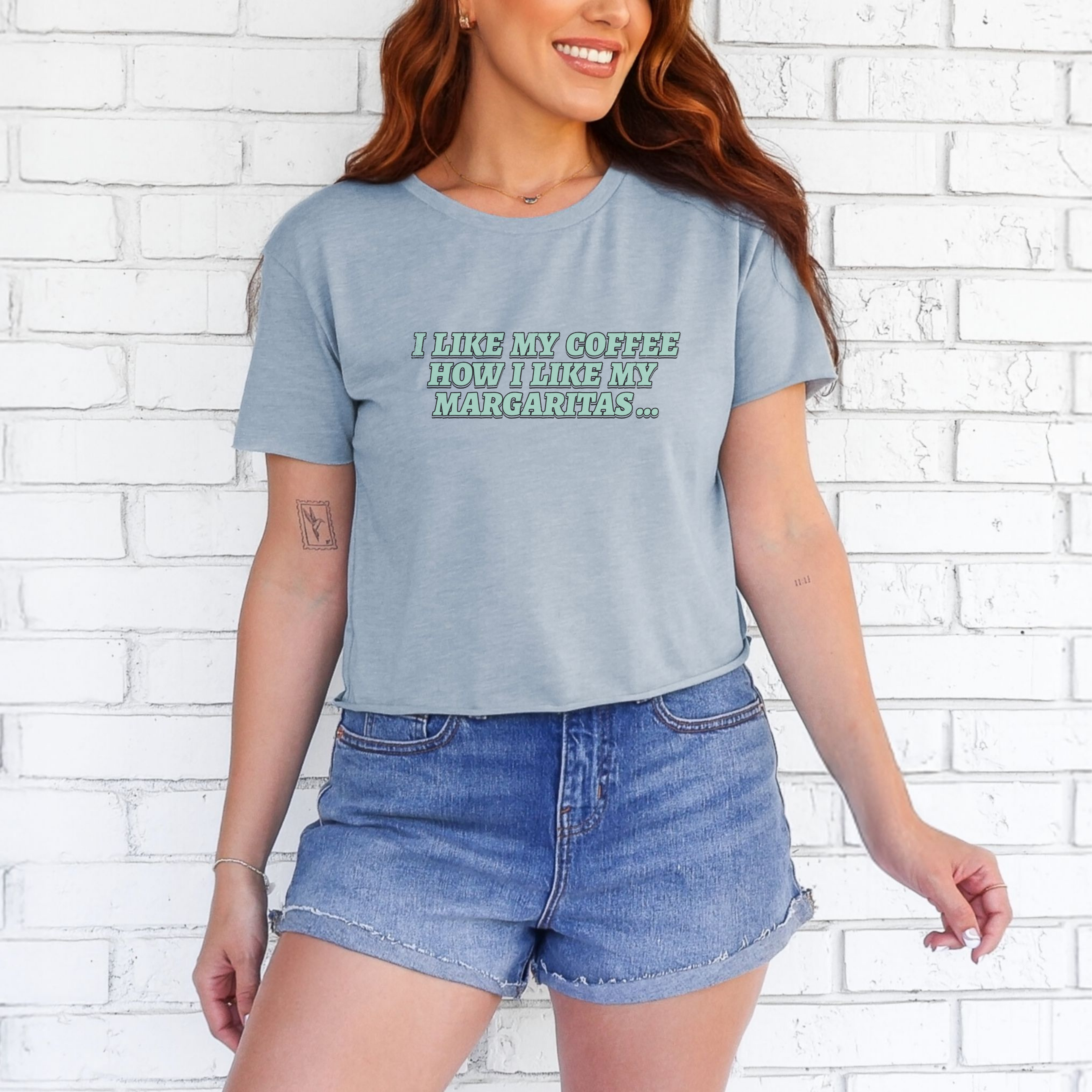 "I Like My Coffee How I Like My Margaritas. On The Rocks." Crop Top