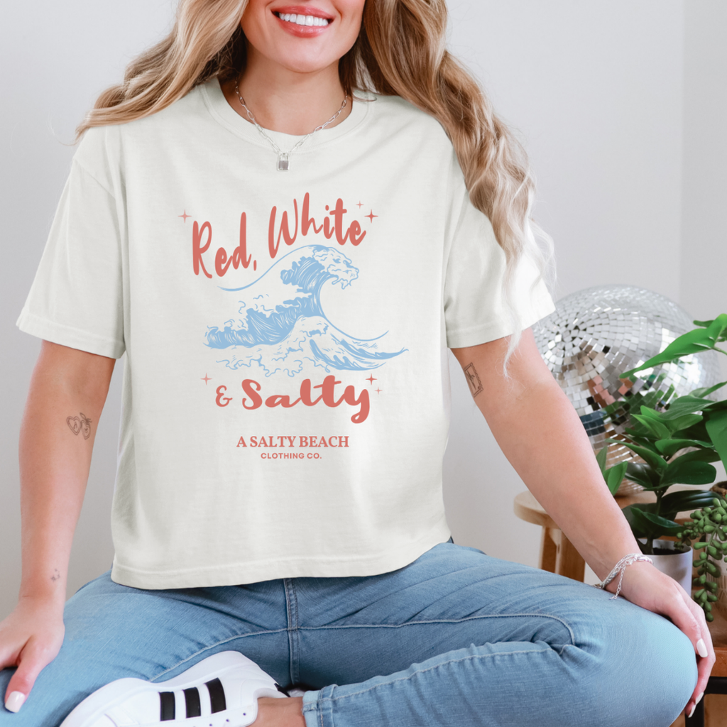 Red, White, & Salty Wave Women's Boxy Tee