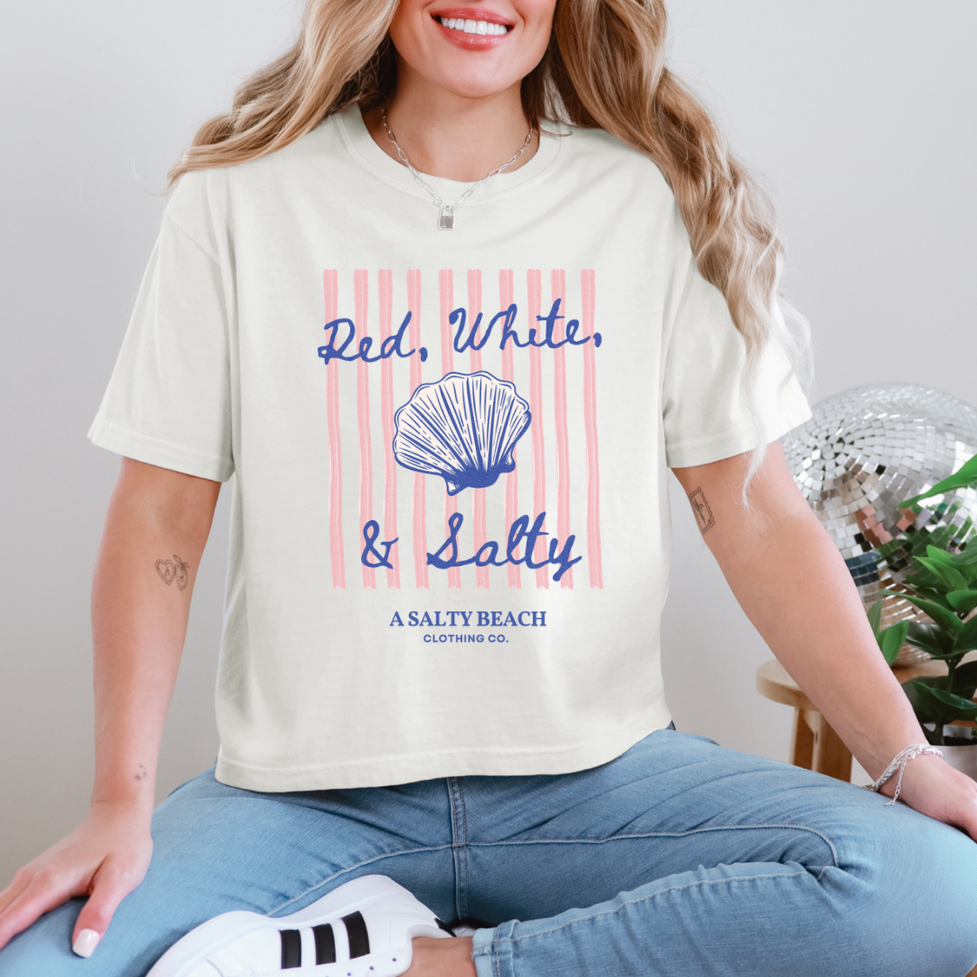 Red, White, & Salty Seashell Boxy Tee